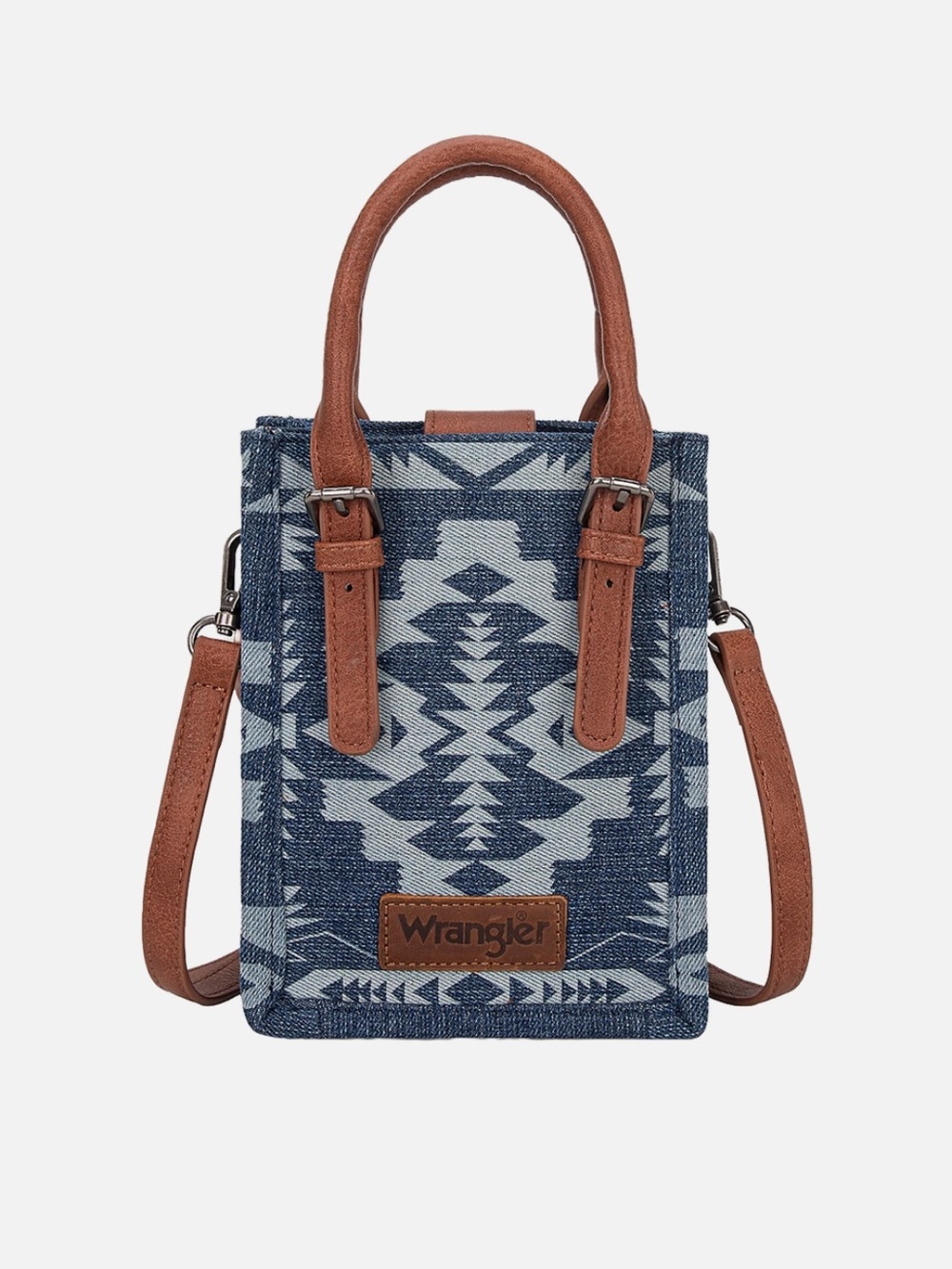 Wrangler Ladies Laser Cut Print Denim Square Mini Crossbody